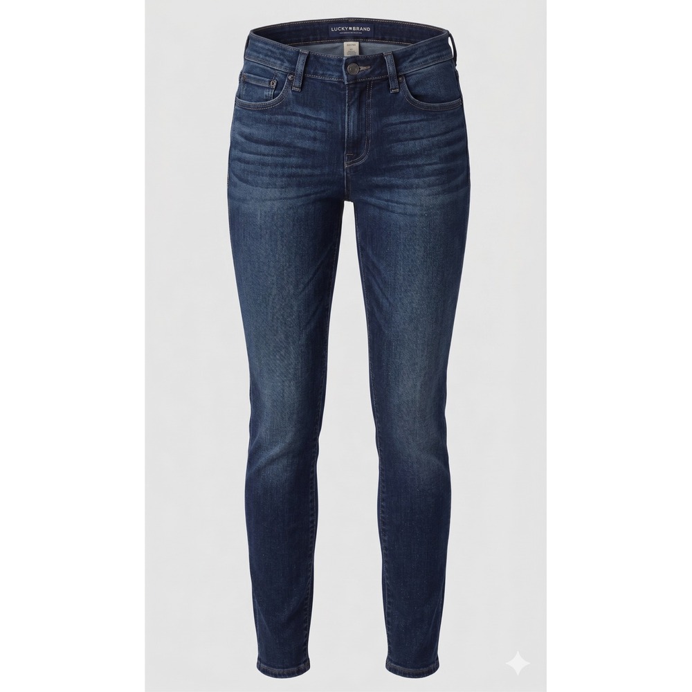 Lucky Brand Womens Mid Rise Skinny Jeans Dark Wash Stretch Denim Blue Size 4 27